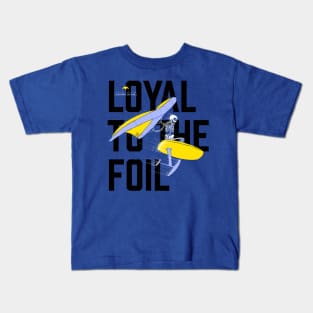 Northwest Foil Club: LOYAL / Purple & Gold (Background text) Kids T-Shirt